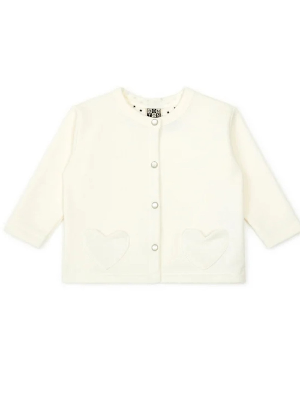 Bonton Cream Button-Front Cardigan with Heart Pockets Sz 18M